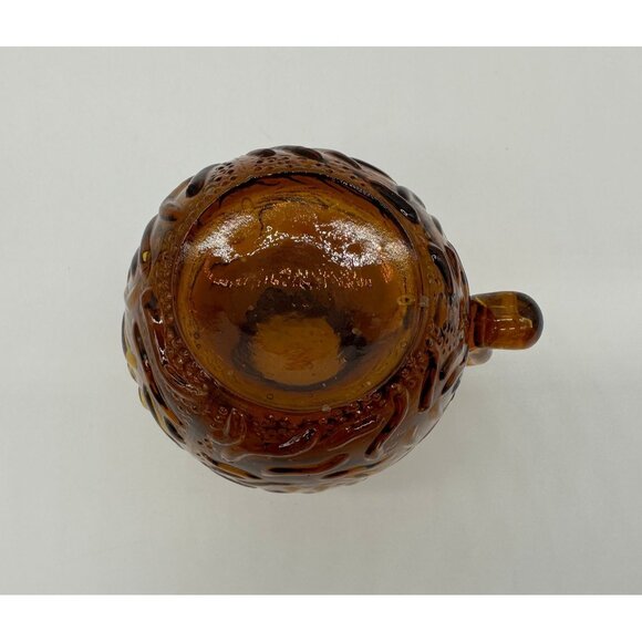 Vintage Pitcher Creamer Amber Glass Textured Honey Autumn Fall Decor Pilgrim USA - Picture 5 of 9